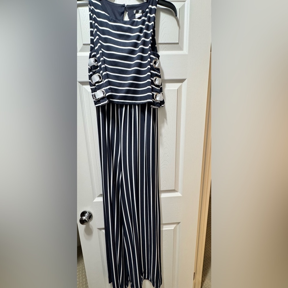Striped Navy and White Women's Jumpsuit